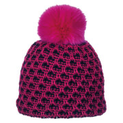 Zimowa czapka z naturalnym pomponem Kama różowo-czarna Viking