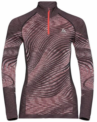 Damska koszulka termoaktywna Blackcomb ECO long sleeve half zip bordowa Odlo