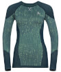 Koszulka sportowa dla kobiet Top Crew neck long sleeve Blackcomb ciemnozielona Odlo