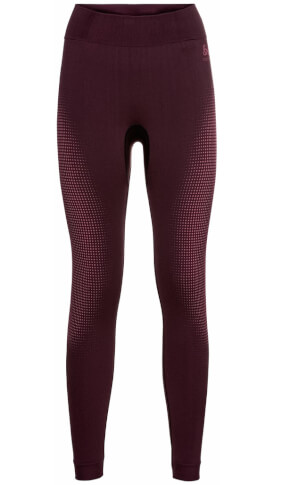 Damskie legginsy termoaktywne Performance Warm Eco Bottom long bordowe Odlo