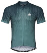 Techniczna koszulka rowerowa męska Stand-up collar s/s full zip Element Print niebieska/zielona Odlo