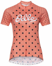 Techniczna koszulka rowerowa damska Stand-up collar s/s full zip Essential coral Odlo