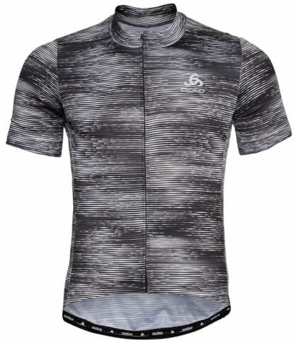 Techniczna koszulka rowerowa męska Stand-up collar s/s full zip Essential black/graphic Odlo