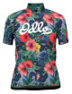 Techniczna koszulka rowerowa damska Stand-up collar s/s full zip Essential flowers Odlo