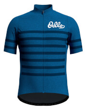 Techniczna koszulka rowerowa męska Stand-up collar s/s full zip Essential niebieska Odlo