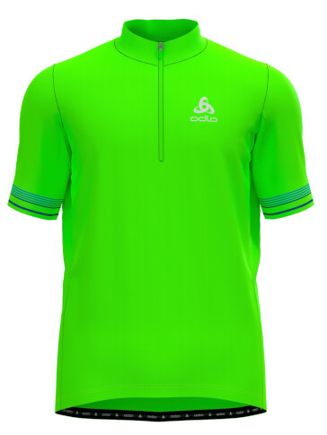 Techniczna koszulka rowerowa męska Stand-up collar s/s 1/2 zip Essential neonowa Odlo