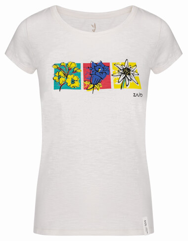 Damska koszulka trekkingowa Corrine W T-shirt SS sea salt flowers Zajo