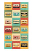 Antybakteryjny ręcznik szybkoschnący 70x140 retro tapes Dr Bacty