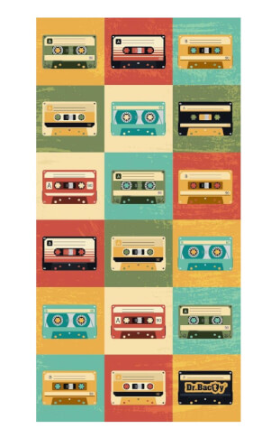 Antybakteryjny ręcznik szybkoschnący 70x140 retro tapes Dr Bacty
