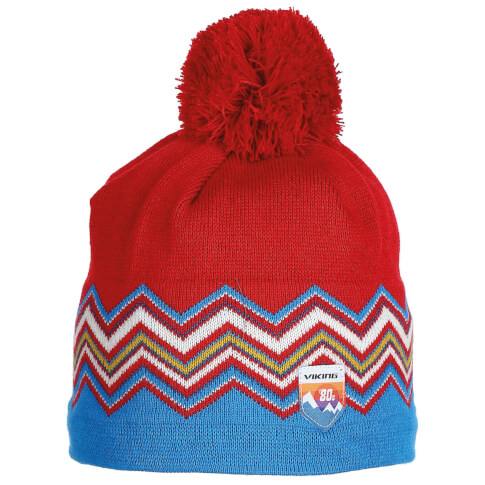 Czapka outdoorowa z pomponem Maniac Unisex czerwono-niebieska Viking
