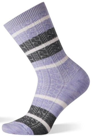 Damskie skarpetki trekkingowe W'S Everyday Striped Cable Crew purple Smartwool