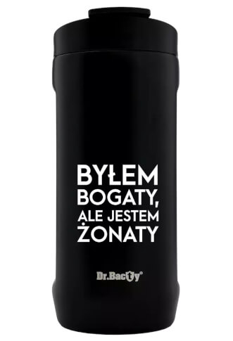 Turystyczny kubek termiczny Notus 2w1 360ml Byłem bogaty black Dr Bacty