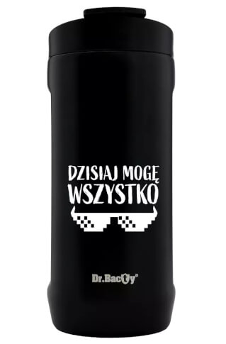 Turystyczny kubek termiczny Notus 2w1 360ml Dzisiaj mogę wszystko black Dr Bacty