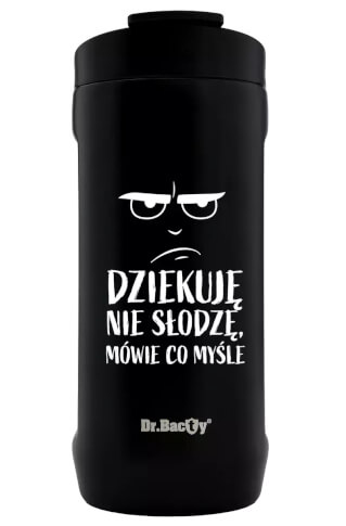 Turystyczny kubek termiczny Notus 2w1 360ml Nie słodzę black Dr Bacty