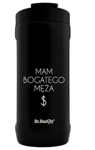 Turystyczny kubek termiczny Notus 2w1 360ml Bogaty mąż black Dr Bacty