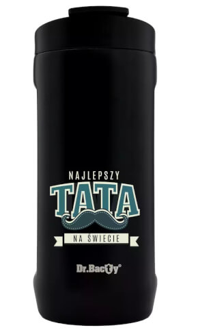 Turystyczny kubek termiczny Notus 2w1 360ml Najlepszy tata black Dr Bacty