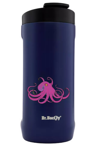 Turystyczny kubek termiczny Notus 2w1 360ml Ośmiornica magenta navy Dr Bacty