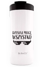 Turystyczny kubek termiczny Notus 2w1 360ml Dzisiaj mogę wszystko white Dr Bacty