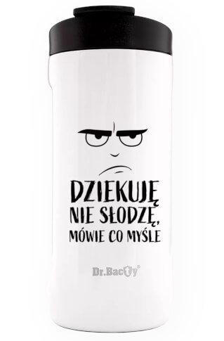 Turystyczny kubek termiczny Notus 2w1 360ml Nie słodzę white Dr Bacty
