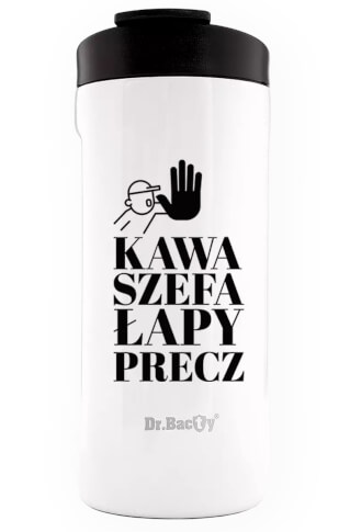 Turystyczny kubek termiczny Notus 2w1 360ml Kawa szefa white Dr Bacty
