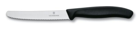 Nóż do pomidorów Victorinox zaokrąglony czubek, ząbkowany 11cm – czarny
