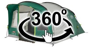 Widok panoramiczny 360 namiotu rodzinnego Coleman Rocky Mountain 5 Plus
