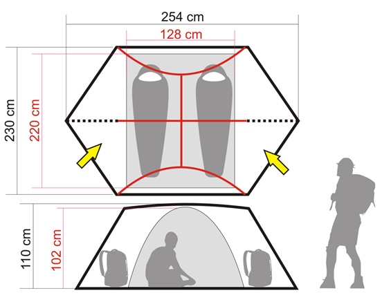 wymiary namiotu litio 2 UL Tent